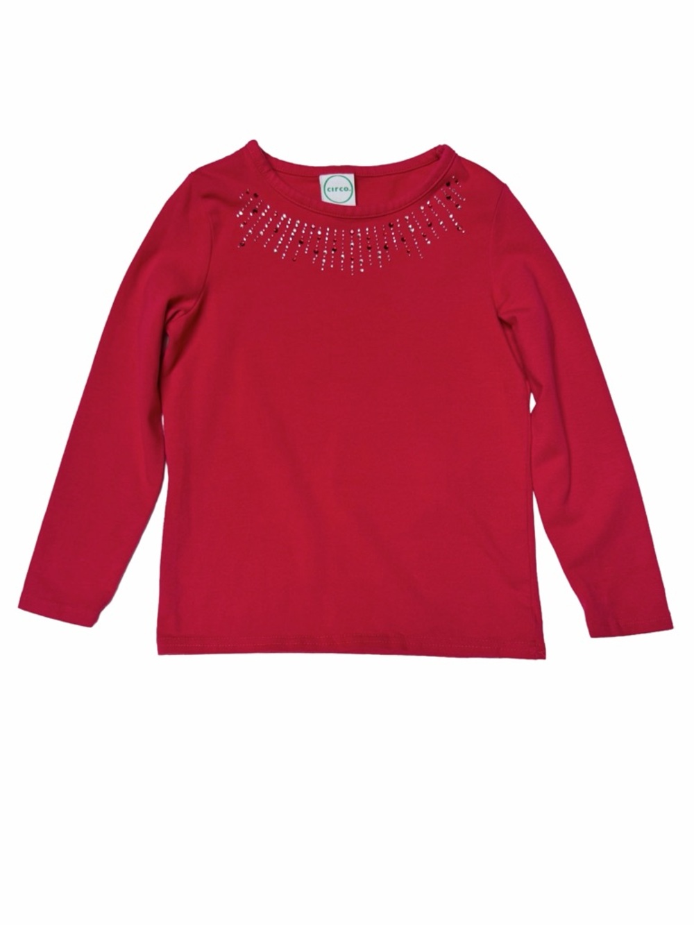 Circo Jewel Embellished Long Sleeve Red Top Vintage Y2K
